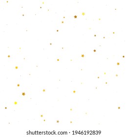 Yellow Stars Festive. Golden Texture Anniversary. Orange Confetti Sky. Gold Falling Symbol Glitter Gift. Celebration Sky. Starry Card. Sparkling Greeting.