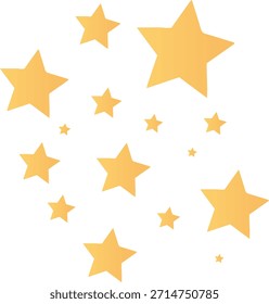 “Estrellas amarillas arremolinadas, Vector mínimo plano, ícono de celebración de ensueño”