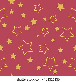 
Yellow stars geometric seamless pattern on pink background. Fashion graphic design. Modern stylish abstract texture. Template for prints, textile and decoration, wallpaper. Vector illustration