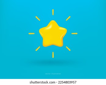 yellow stars glossy colors. Achievements for games. Customer rating feedback concept from client about employee of website. Realistic 3d design. For mobile applications. Vector illustration