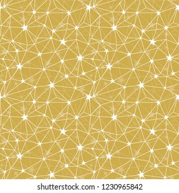 Yellow stars network vector seamless pattern. Great for space and holiday inspired wallpaper, backgrounds, invitations, packaging design projects. Surface pattern design.