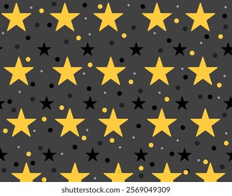 Yellow Stars on Anthracite Pattern