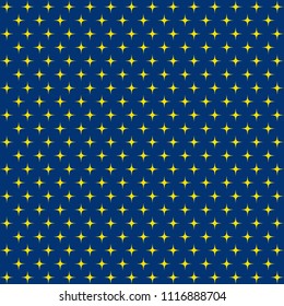 Yellow stars on blue background. Vector Illustration.