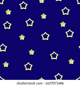 Yellow stars on a blue background. Seamless pattern for children's Wallpaper, postcard, banner. Vector illustration in paper cut style.