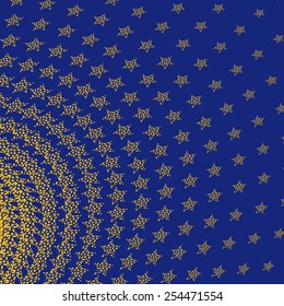Yellow stars on a blue background. Vector illustration.