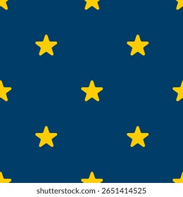 Yellow stars on a dark blue background. Seamless vector pattern. 