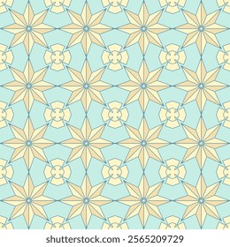 Yellow stars on a light blue background. Vector seamless pattern