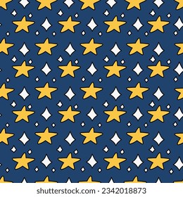 
Yellow stars  pattern seamless background.