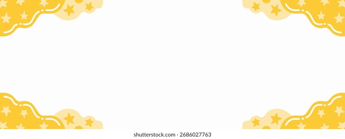 Yellow stars patterned fun border frame. Simple yellow frame of abstract shapes with stars vector illustration