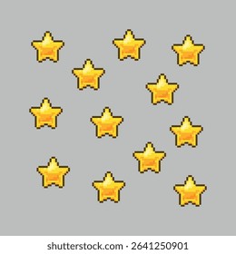 Yellow stars, pixel art illustration