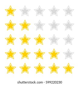 Yellow stars rating template isolated on white background. Vector illustration.