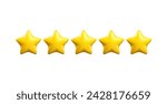 Yellow stars realistic 3d vector. Customer rating feedback icon