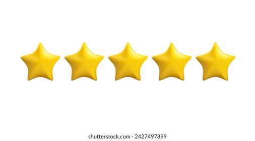 Gelbe Sterne realistische 3D-Vektor. Symbol für Kundenbewertungs-Feedback