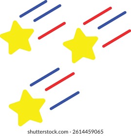 Yellow Stars with Red and Blue Speed Lines for Magical or Energetic Effect