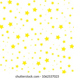 Yellow stars seamless on the white background. Bright Vector Background Illustration.