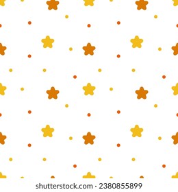 Yellow stars seamless pattern on white background.