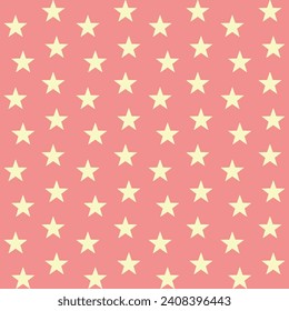 yellow stars seamless pattern on pink background, vector illustration