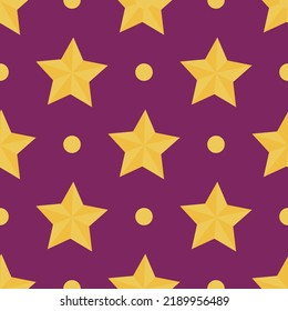yellow stars seamless pattern vector on purple background
