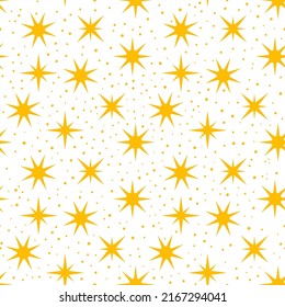 Yellow stars seamless pattern with white background.