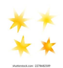 Yellow stars set  blurred y2k aura gradient vector illustration objects for minimalist design logo  romantic cards  banners  social media  space topical decor