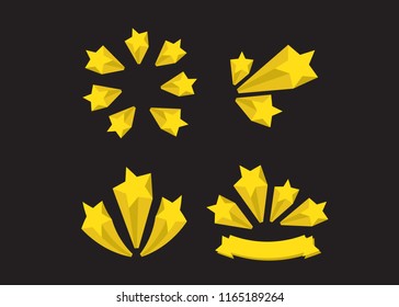 Yellow stars. A set of stars. Stars burst elements on white background