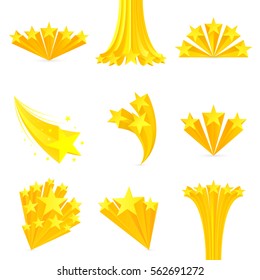  Yellow stars set. Stars burst. Isolated on white background. Design element. Vector illustration.