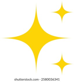 Yellow Stars Shine and Sparkle  Icons on a Transparent Background. Stars elements for for Enhancing Social Media and Business Graphics.