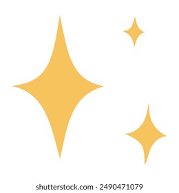 Yellow stars in simple vector style isolated on white background. Set of simple stars for print design and children's books