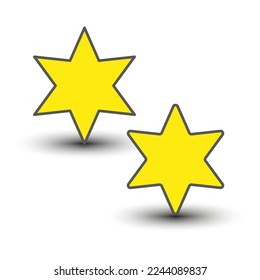 Yellow stars. Yellow stars six rays. Vector illustration.