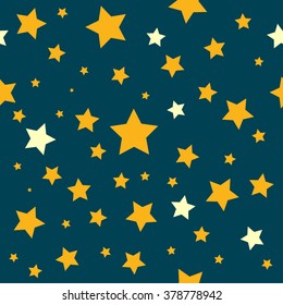 Yellow Stars Teal Sky Pattern Vector Illustration
