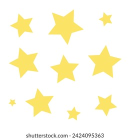 Yellow stars, vector illustration, star shape isolated on white background. Eps file 226.