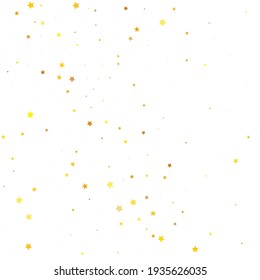 Yellow Stars Wallpaper. Golden Texture Design. Orange Confetti Background. Gold Falling Poster Glitter Gift. Celebration Sky. Starry Invitation. Sparkling Space.