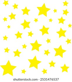 Yellow Stars in White Background . set of stars . star  pattern 