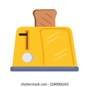 Yellow steel toaster for food preparation flat icon. Vector illustration