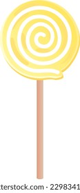 Yellow stick candy of eddy pattern. This is an illustration of the lollipop.