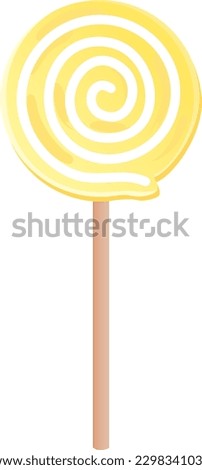 Yellow stick candy of eddy pattern. This is an illustration of the lollipop.