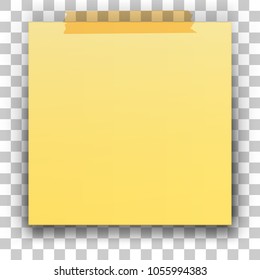 Yellow stick note isolated on transparent background. Vector illustration.