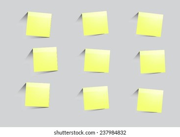 Yellow stick note isolated on white background, vector illustration
