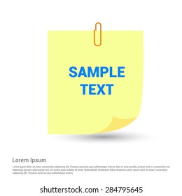 Yellow stick note isolated on white background, vector illustration