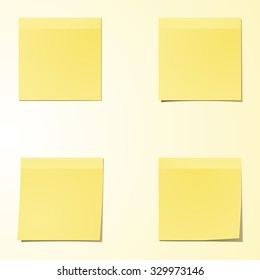 Yellow stick note isolated on white background, vector illustration