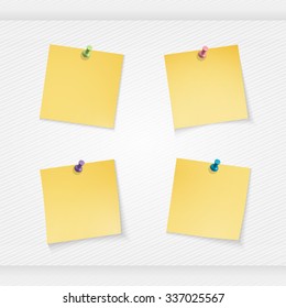 Yellow stick note isolated on white background, vector illustration