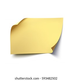 Yellow stick note isolated on white background. Vector element ready for your design.