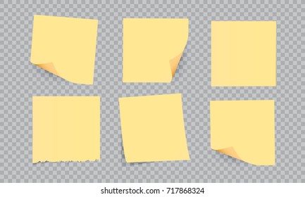 Yellow stick note isolated, vector illustration