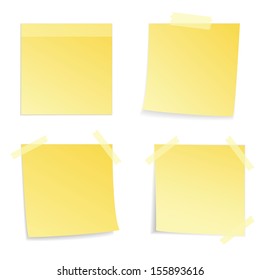 Yellow stick note on white background, vector illustration