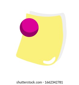 Yellow stick note on white background. Vector illustration in trendy flat style. EPS 10.