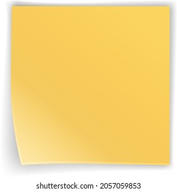 Yellow stick note on white background, vector illustration