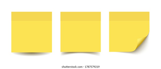Yellow stick note paper isolated on white background realistic vector