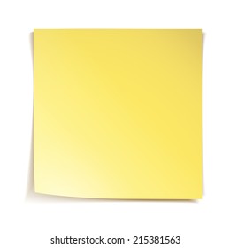 Yellow stick note paper on white background