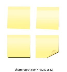 Yellow stick note paper on white background