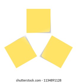 Yellow stick notes isolated on white background, infographic with 3 options, vector illustration